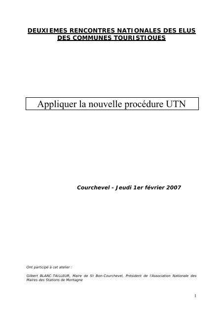 Appliquer la nouvelle procedure UTN - Association National des ...