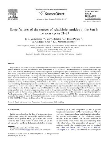 Some features of the sources of relativistic particles at the Sun in the ...