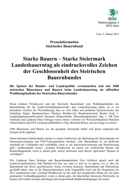 Starke Bauern – Starke Steiermark Landesbauerntag als ...