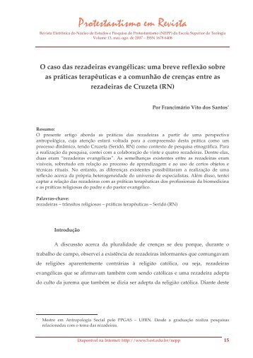 O caso das rezadeiras evangélicas: uma breve reflexão sobre as ...