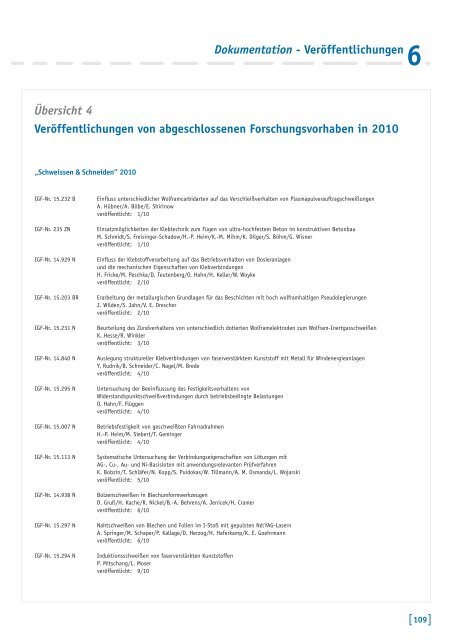 5 Durchlaufende / Abgeschlossene Forschungsprojekte 2010 ... - DVS