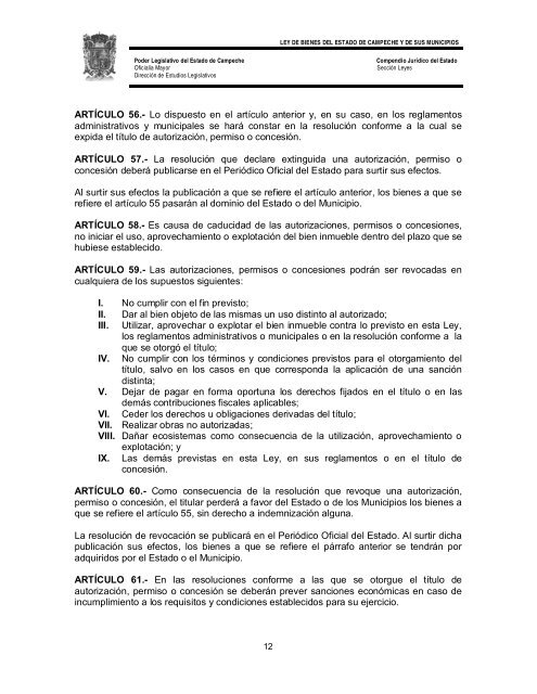 Ley de Bienes del Estado de Campeche y de sus Municipios