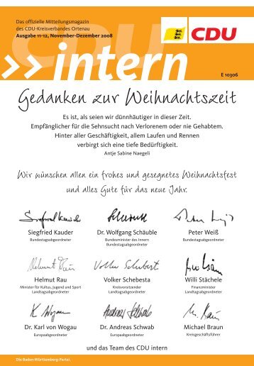 CDU intern - Das Mitgliedermagazin der CDU Ortenau - Ausgabe