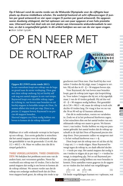 OP eN Neer MeT De rOLTraP - Nederlandse Wiskunde Olympiade
