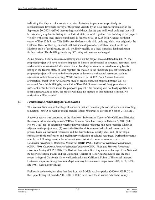 Fruitvale Transit Village (Phase 2) Initial Study - City of Oakland