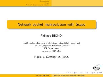 Network packet manipulation with Scapy - SecDev.org