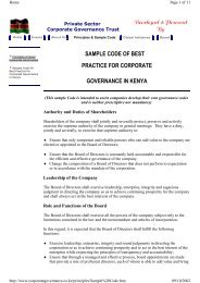 sample code of best practice for corporate governance in kenya