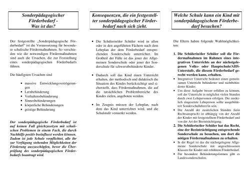 Sonderpädagogischer Förderbedarf - Was ist das ... - SPZ-Zams