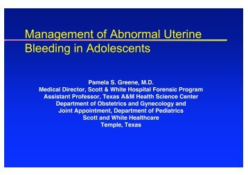 Oral Contraceptives/Abnormal Uterine Bleeding in Teenagers