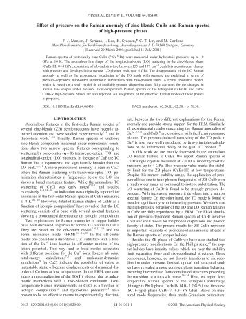 Effect of pressure on the Raman anomaly of zinc-blende CuBr and ...