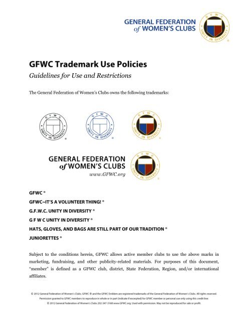 Please review GFWC's Trademark Use Policies to ensure ...