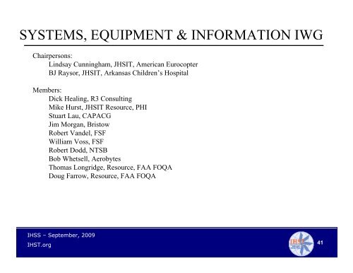 Fred Brisbois, Sikorsky Aircraft Corp. and Larry Buehler, FAA ... - IHST