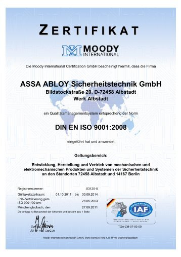 DIN EN ISO 9001:2008 - Assa Abloy