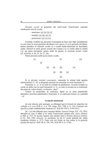 variantele dialectale ale limbii române în perioada 1780–1880 ...