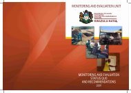 M&E Status Quo - Department of Economic Development and Tourism