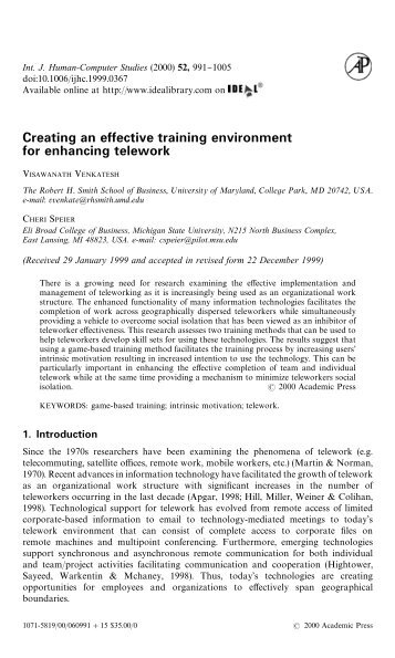 Creating an effective training environment for enhancing ... - Niton