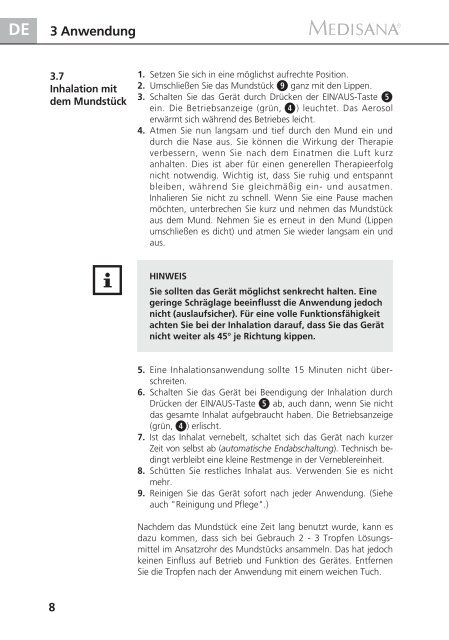 DE Ultraschall-InhalationsgerÃƒÂ¤t USC - Medisana