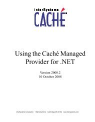 Using the Caché Managed Provider for .NET - InterSystems ...