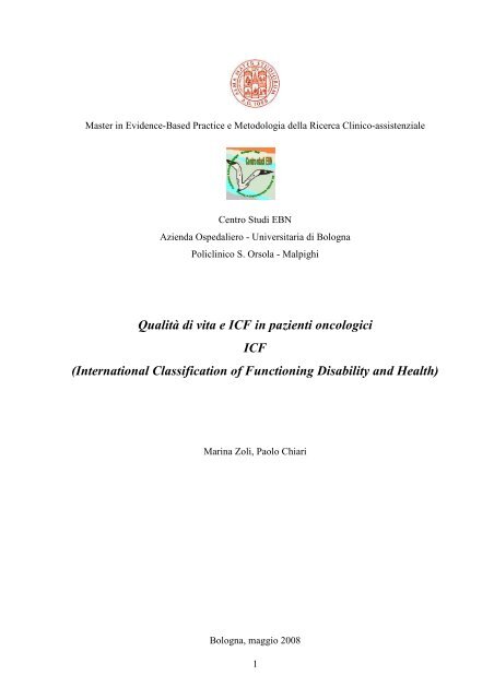 QualitÃ  di vita e ICF in pazienti oncologici ICF - Evidence Based ...