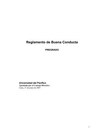 Reglamento de "Buena Conducta" - Universidad del Pacífico