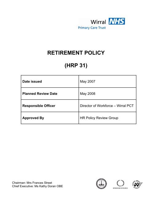 RETIREMENT POLICY (HRP 31)