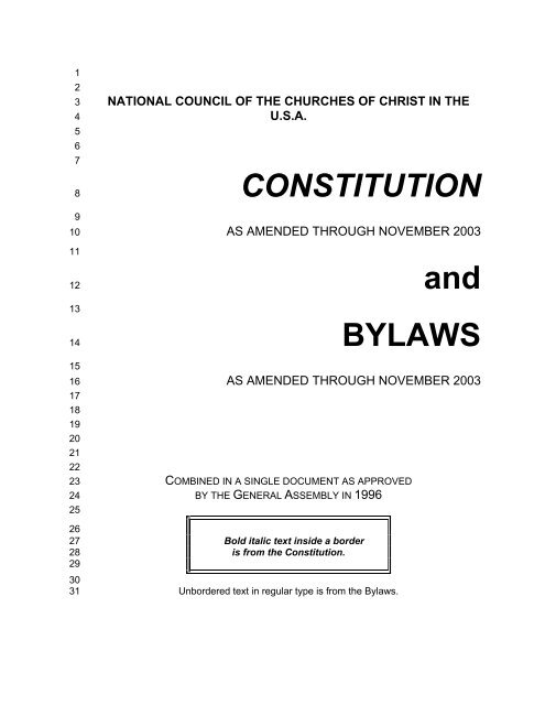 NCC Constitution and Bylaws - National Council of Churches