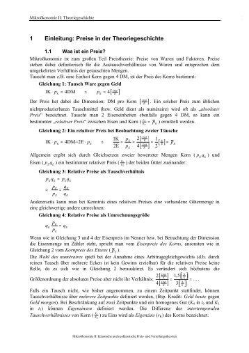 1 Einleitung: Preise in der Theoriegeschichte - Wiwi Uni-Frankfurt