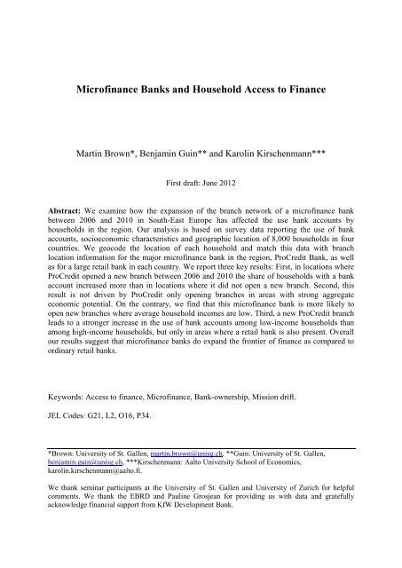 Microfinance Banks and Household Access to Finance