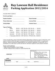 Ray Lawson Hall Residence Parking Application ... - Sault College