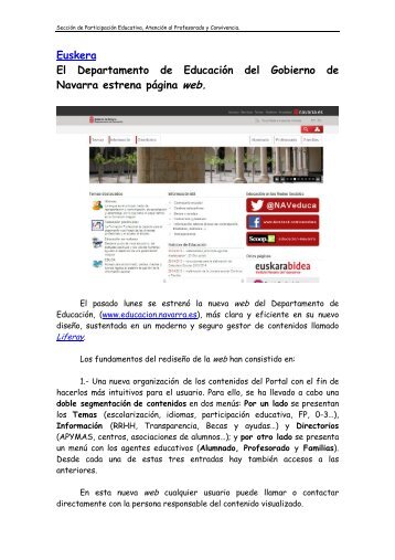 El pasado lunes se estren la nueva web del Dpto de ... - Navarra