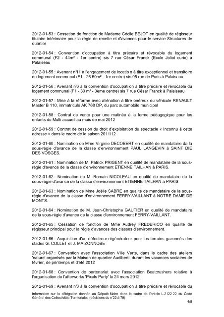 DÃ©cisions du maire 22 Ã  79 - Ville de Palaiseau