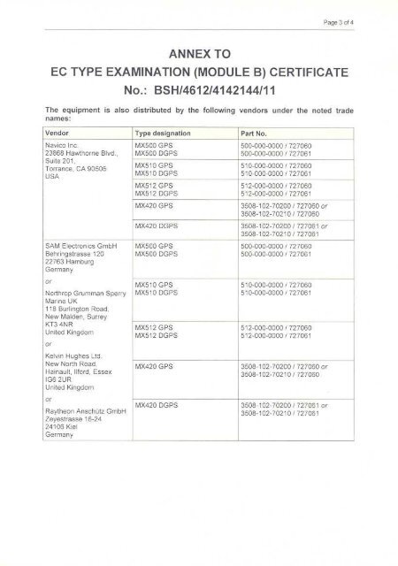 Module B Certificate MX525A