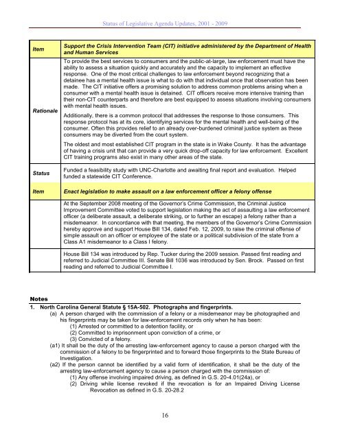 GCC 2011 Legislative and Policy Agenda - North Carolina ...