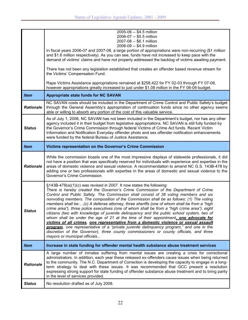 GCC 2011 Legislative and Policy Agenda - North Carolina ...