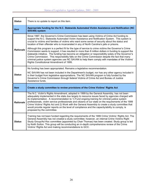 GCC 2011 Legislative and Policy Agenda - North Carolina ...