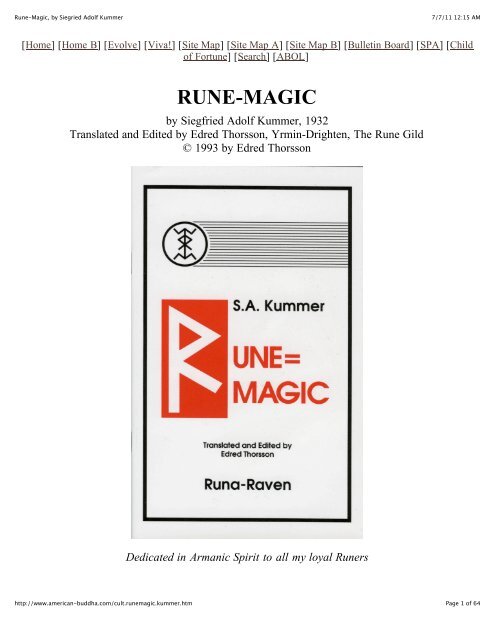 Rune-Magic, by Siegried Adolf Kummer - Aryan Kristian Literature