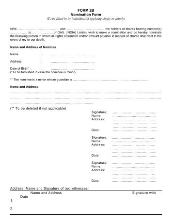 FORM 2B Nomination Form - GAIL (India)