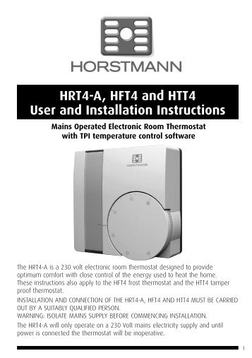 HRT4-A, HFT4 and HTT4 User and Installation ... - Horstmann