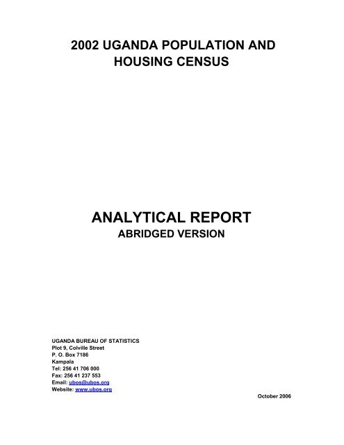 pijn interieur Uitgebreid Census Analytical Report - Uganda Bureau of Statistics