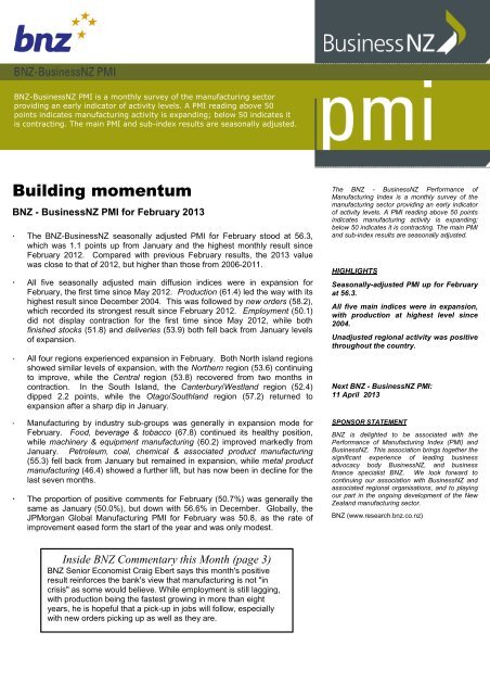 BNZ - BusinessNZ Performance of Manufacturing Index (PMI).