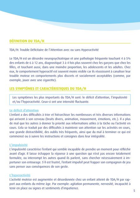Brochure: TDA/H chez l'enfant - TDA/H Belgique