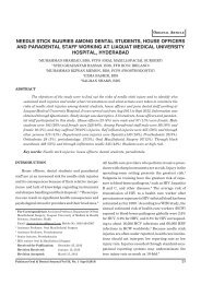 needle stick injuries among dental students, house officers and ...