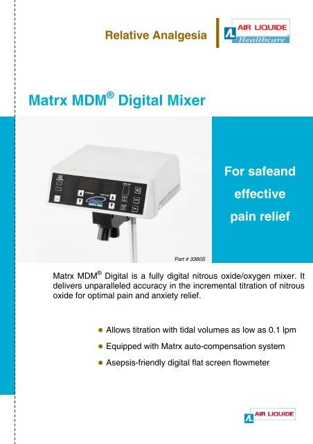 Matrx MDM Digital Mixer - Air Liquide Healthcare Australia