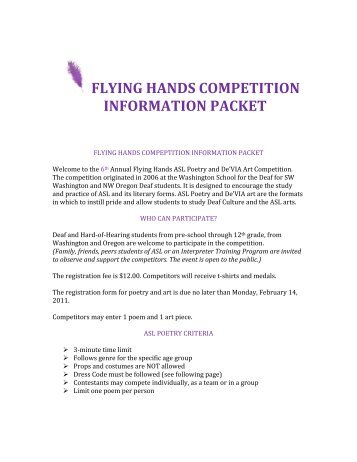 flying hands competition information packet - Washington School for ...