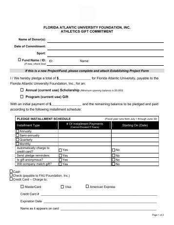 Athletics Gift Commitment Form - Florida Atlantic University ...