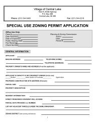 special use zoning permit application - The Village of Central Lake