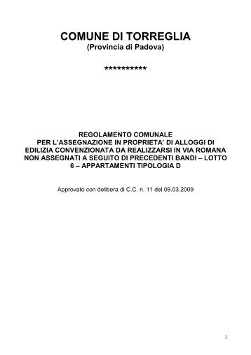 REG appartamenti residui - Comune di Torreglia