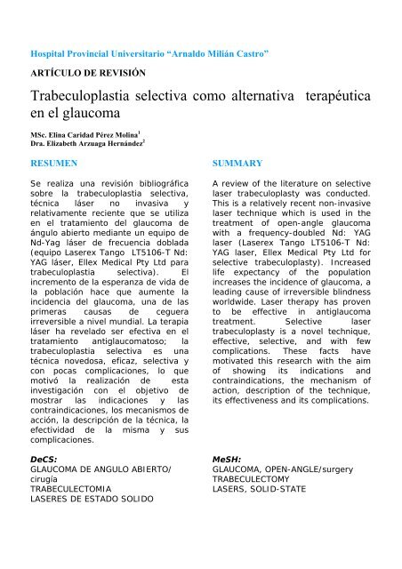 Trabeculoplastia selectiva como alternativa terapÃ©utica en el ...