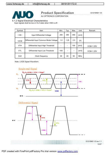 Product Specification - Fortec AG