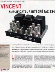 Test de l'amplificateur Ã  lampes TAC 834 dans la revue Prestige ...